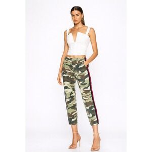 MOTHER Camo Crop Pants Military Utility Boho Streetwear Raw Hem Stripe Size 25